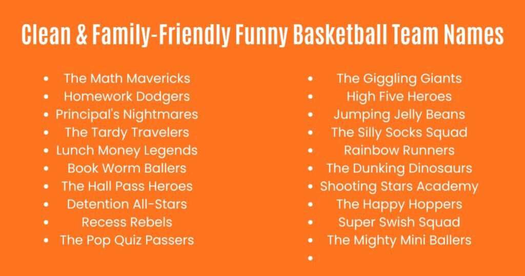 Clean & Family-Friendly Funny Basketball Team Names