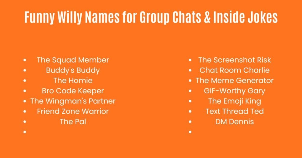 Funny Willy Names for Group Chats & Inside Jokes