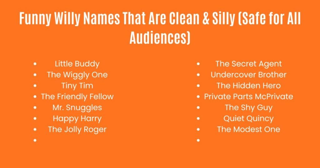 Funny Willy Names That Are Clean & Silly (Safe for All Audiences)