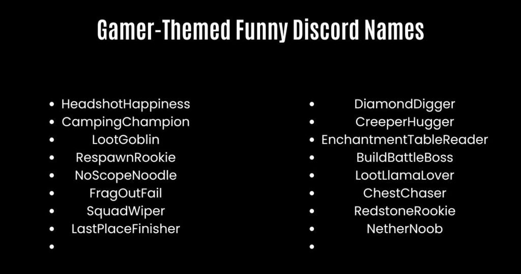 Gamer-Themed Funny Discord Names