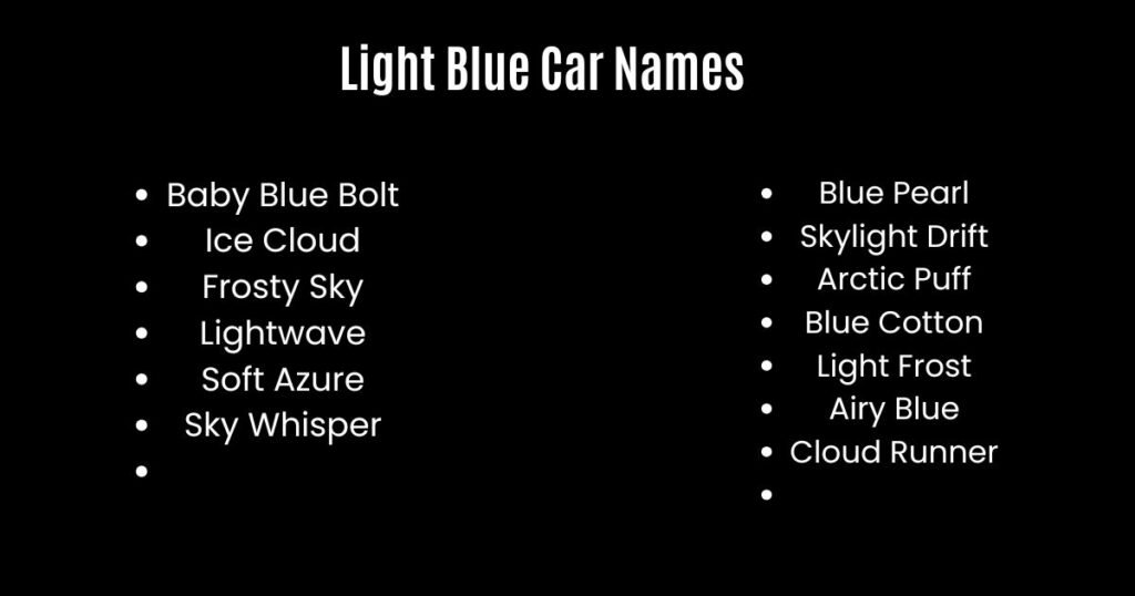Light Blue Car Names