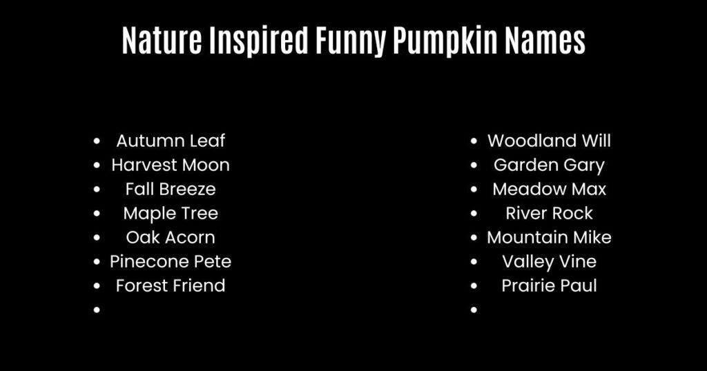 Nature Inspired Funny Pumpkin Names