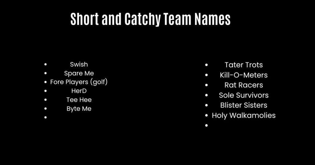 Short and Catchy Team Names