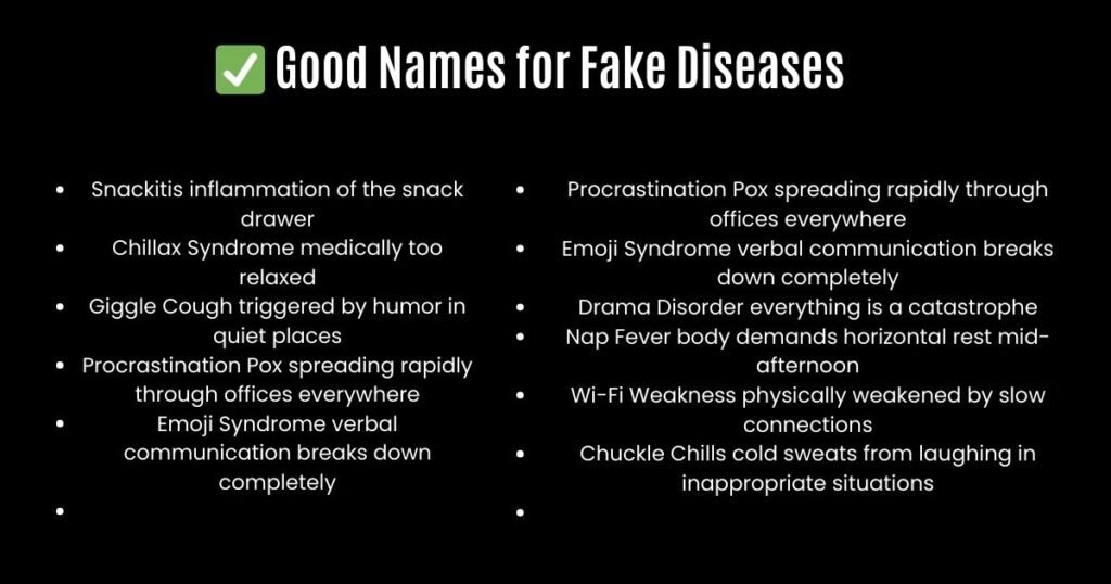 ✅ Good Names for Fake Diseases