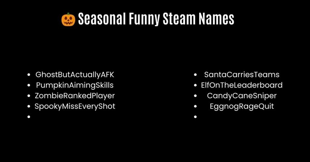 🎃 Seasonal Funny Steam Names