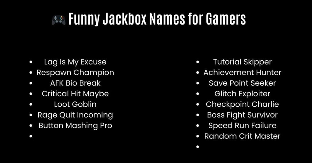 🎮 Funny Jackbox Names for Gamers