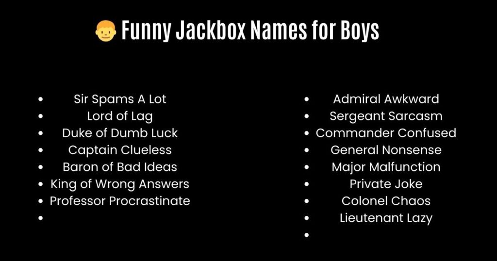 👦 Funny Jackbox Names for Boys