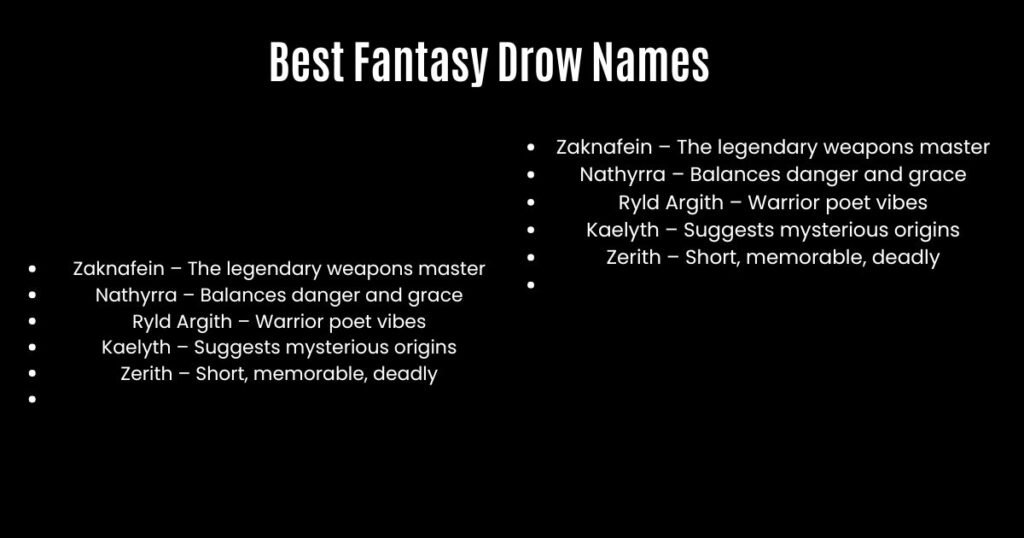 Best Fantasy Drow Names