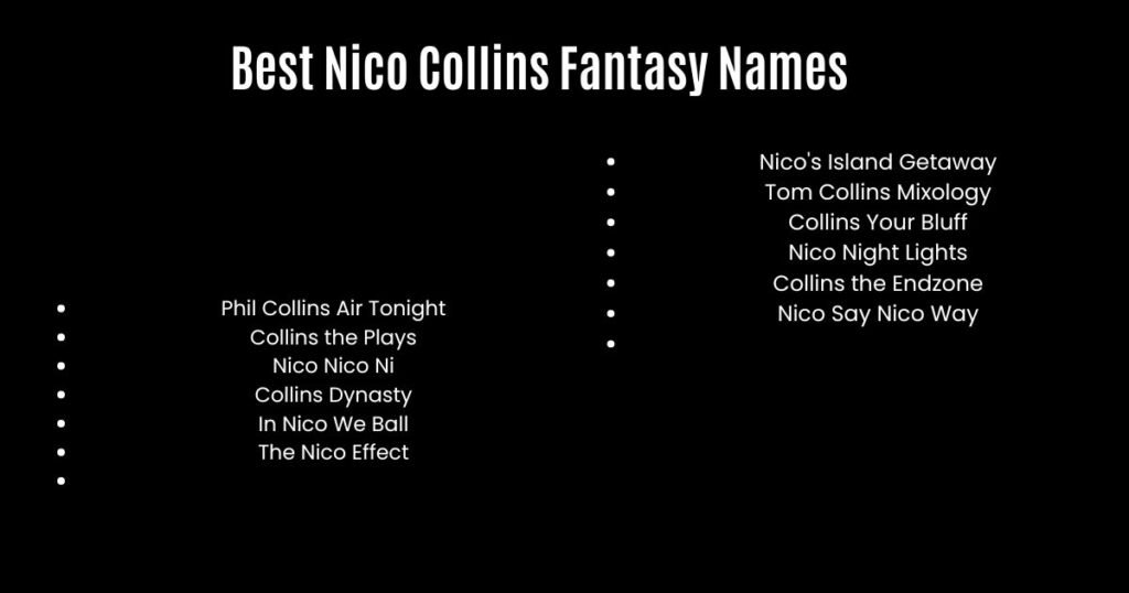 Best Nico Collins Fantasy Names
