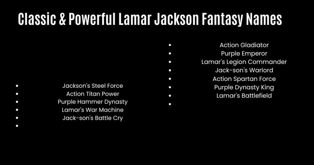 Classic & Powerful Lamar Jackson Fantasy Names
