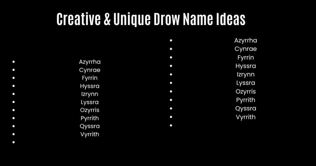 Creative & Unique Drow Name Ideas