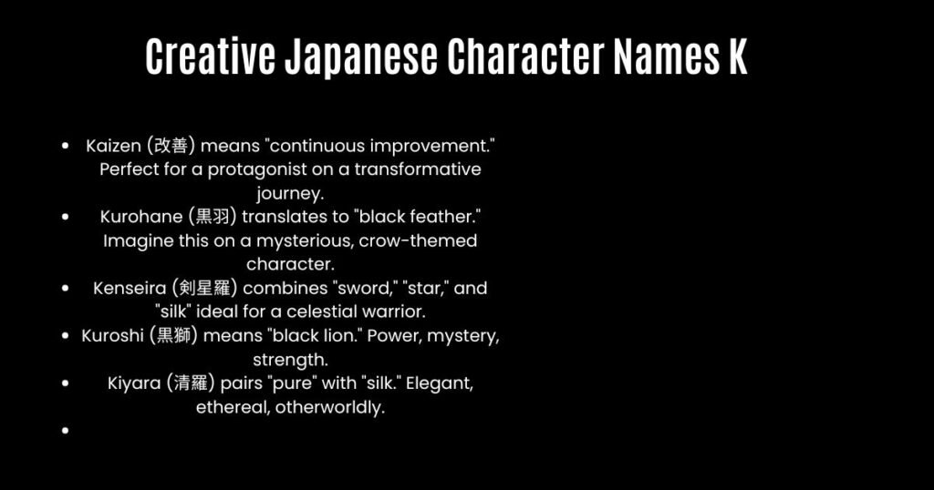 Creative Japanese Character Names K