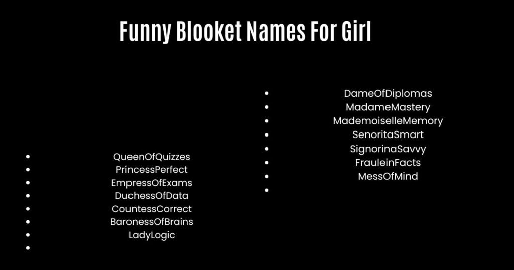 Funny Blooket Names For Girl