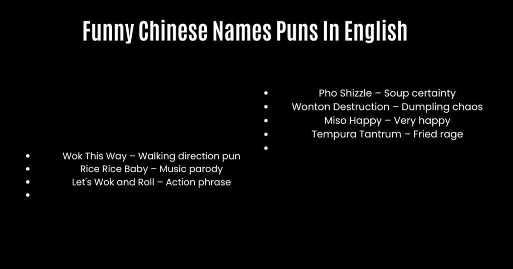 Funny Chinese Names Puns In English