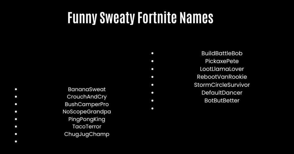 Funny Sweaty Fortnite Names