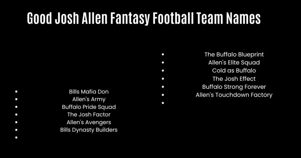Good Josh Allen Fantasy Football Team Names