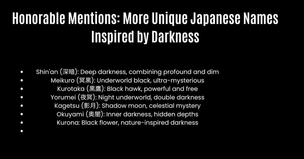Honorable Mentions: More Unique Japanese Names Inspired by Darkness