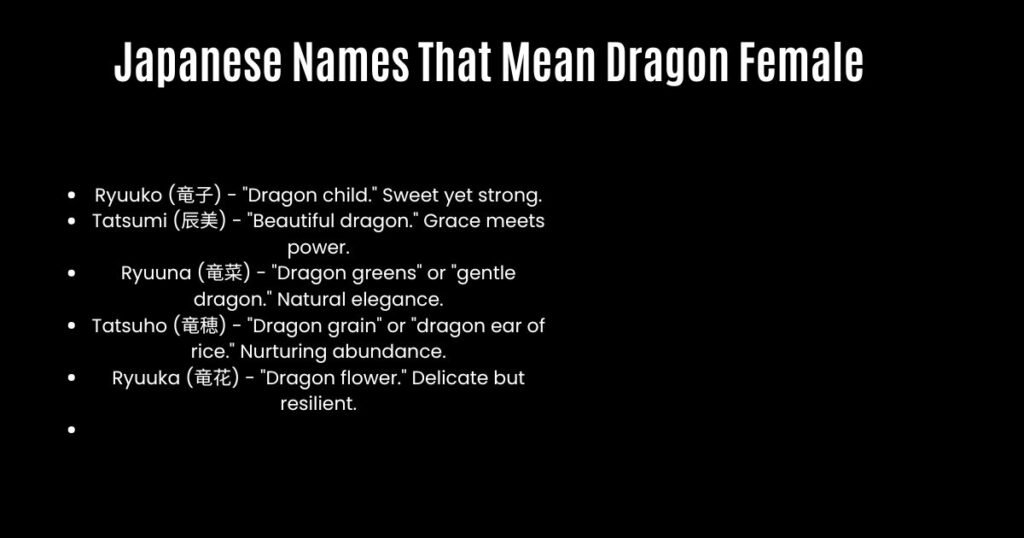 Japanese Names That Mean Dragon Female