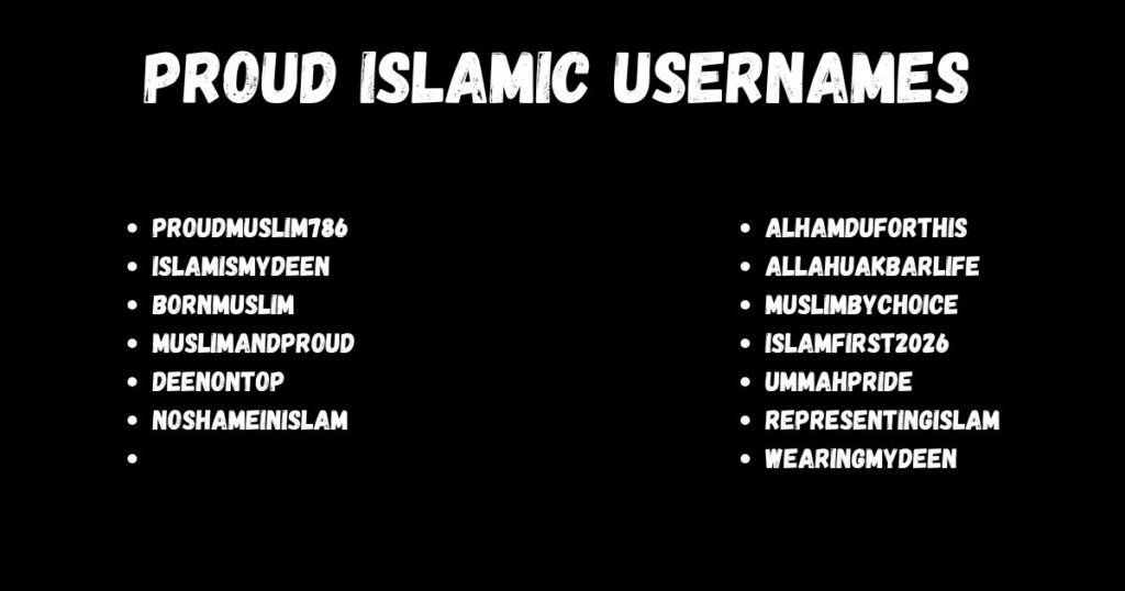 Proud Islamic Usernames