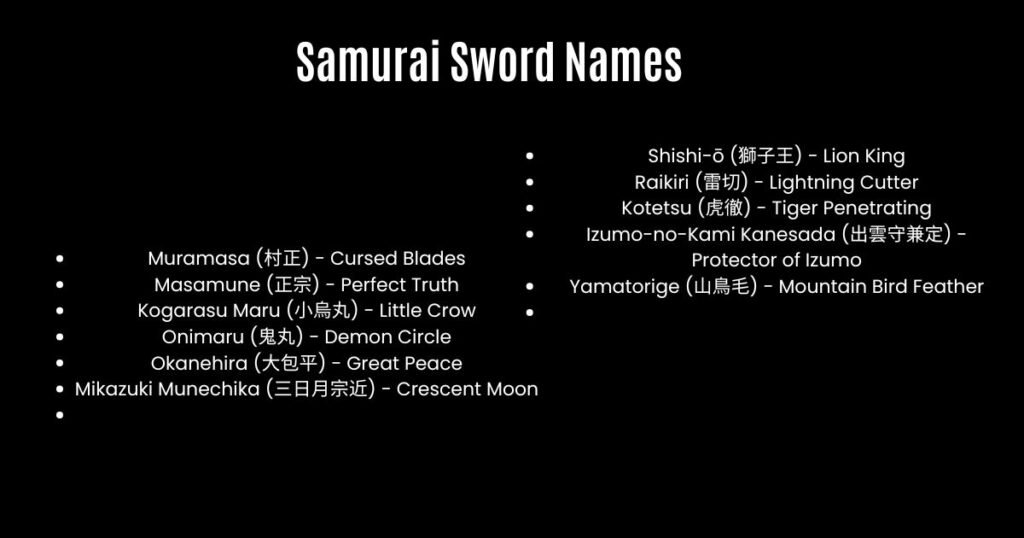 Samurai Sword Names