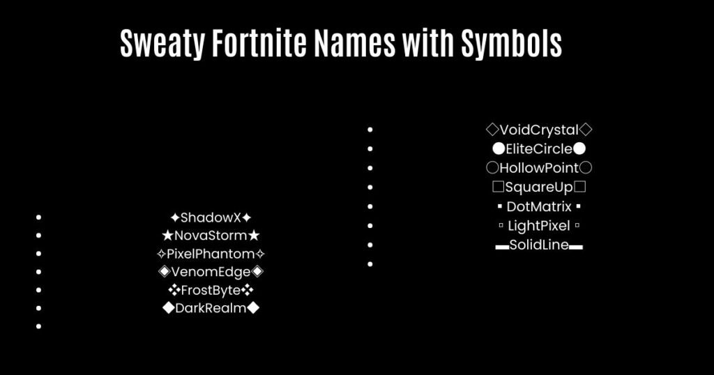 Sweaty Fortnite Names with Symbols