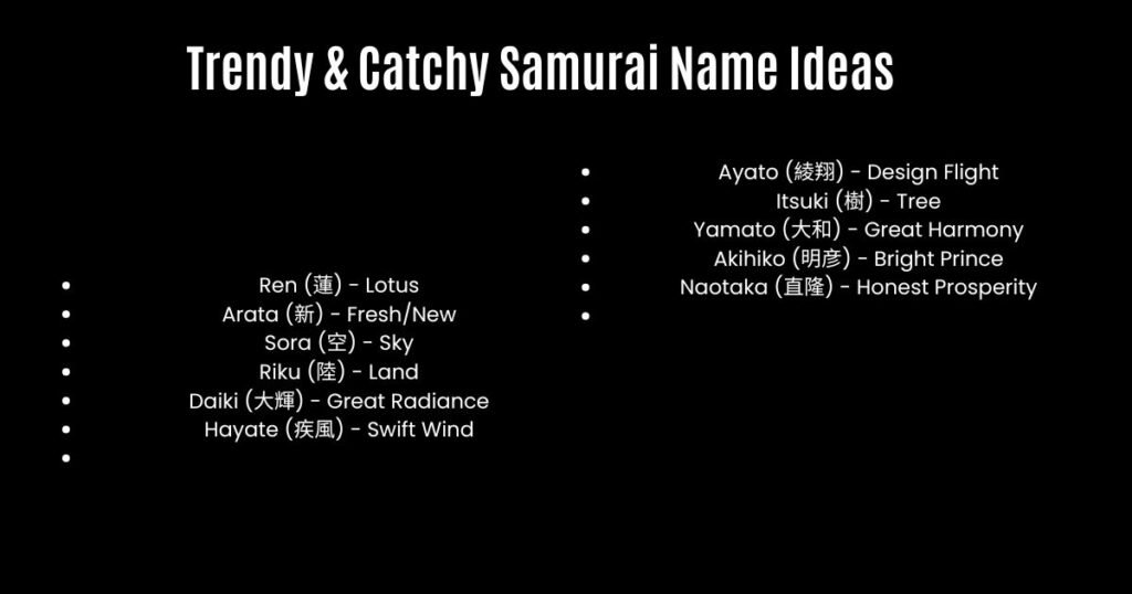 Trendy & Catchy Samurai Name Ideas