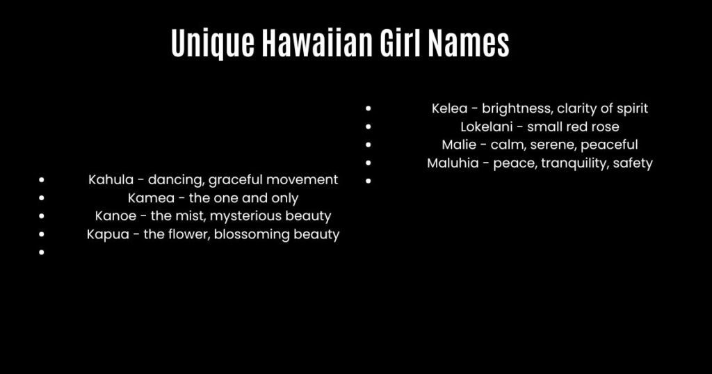 Unique Hawaiian Girl Names