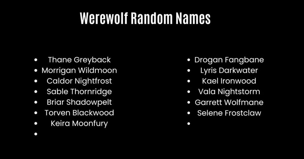 Werewolf Random Names